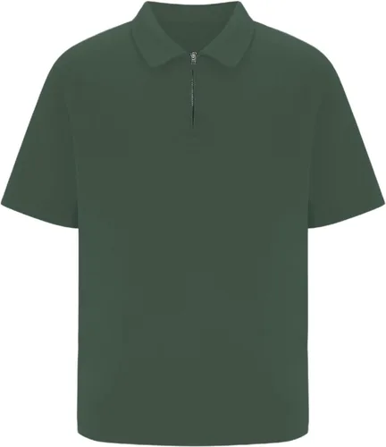Vista 3 de Camisas polo con cremallera para hombre, camiseta de cuello de moda de verano, talla grande, camisa de golf clásica lisa para exteriores, tops