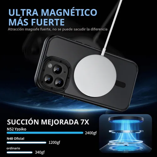 Vista 6 de Funda magnética fuerte para iPhone 12 Pro Max [Protección de grado militar de 10 pies] Compatible con MagSafe, funda protectora a prueba de golpes