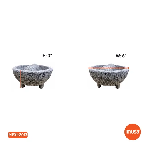 Vista 8 de Imusa USA Molcajete de granito con molinillo de especias de 15.24 cm, gris (Paquete de 4)