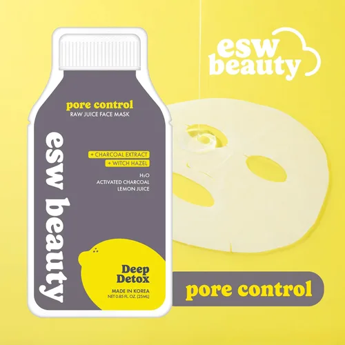 Vista 4 de ESW Beauty Deep Detox - Máscara Facial de Jugo Crudo para Control de Poros - Clarificante con Carbón Activado, Jugo de Limón y H2O para Piel Prone