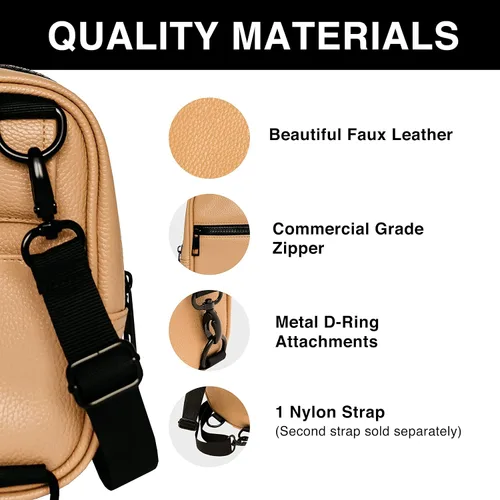 Vista 3 de Brixley Bolso bandolera para mujeres y hombres, de viaje, multiposición, cangurera, Beige