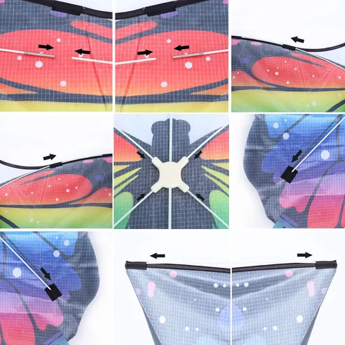 Vista 6 de Mariposa enorme cometa para niños y adultos, cuerda de una sola línea con cola fácil de volar para viajes a la playa, parque, juegos y actividades