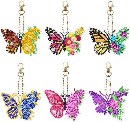 Vista 12 de 5pcs DIY 5D colorido búho diamante pintura llavero kits doble cara búho diamante arte llavero llavero