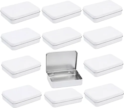 Vista 12 de LJY 12 latas rectangulares de metal, 4.5 x 3.3 x 0.9 pulgadas para piezas Negro