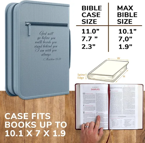 Vista 16 de DEHITE Funda para la Biblia para mujer, bolsas de transporte de la Biblia, tamaños medianos y grandes, ranuras para bolígrafos, tela de primera
