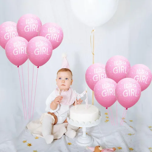 Vista 4 de 50 globos de látex rosa de 12 pulgadas para baby shower, fiesta de cumpleaños, docaraciones