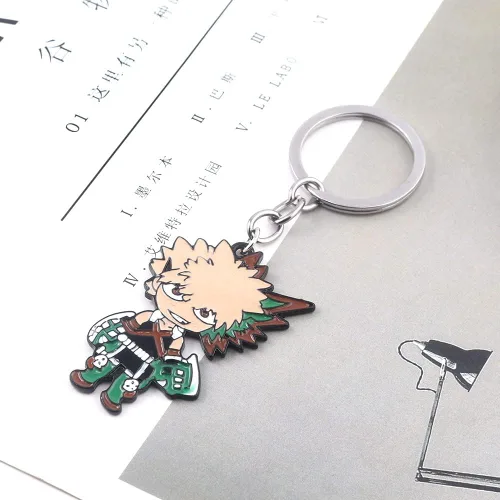 Vista 5 de MHA Bakugo Charm Keychain Necklace Set - Anime Characters Deku Todoroki Pendant Necklace - Christmas Cosplay Gifts for Kids Girls Teens Women Men