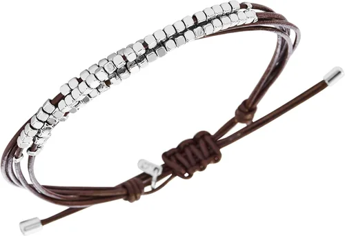 Vista 2 de Fossil - Pulsera de acero inoxidable y cuero genuino para mujer