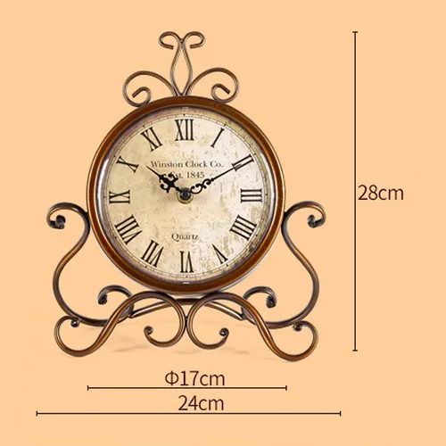 Vista 3 de Relojes de repisa, Reloj de escritorio creativo sala de estar dormitorio silencio reloj digital de hierro forjado decoración de metal reloj