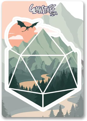 Vista 2 de Glassstaff A d20 Scene DND - Calcomanías divertidas para hombres, mujeres, geniales para adolescentes, adultos, impermeables, para laptop, teléfono