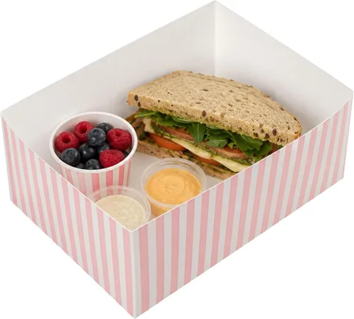 Vista 25 de Restaurantware Bio Tek - Bandejas de hamburguesas de 8.4 x 6 x 3.5 pulgadas, 100 bandejas de papel desechables para alimentos, bandejas de papel