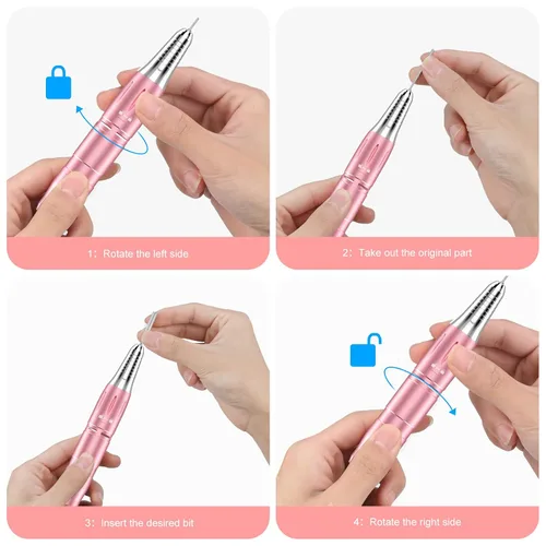 Vista 6 de Taladro de uñas eléctrico recargable de 35000 rpm, kit profesional portátil para acrílico, uñas de gel, manicura y pedicura, herramientas