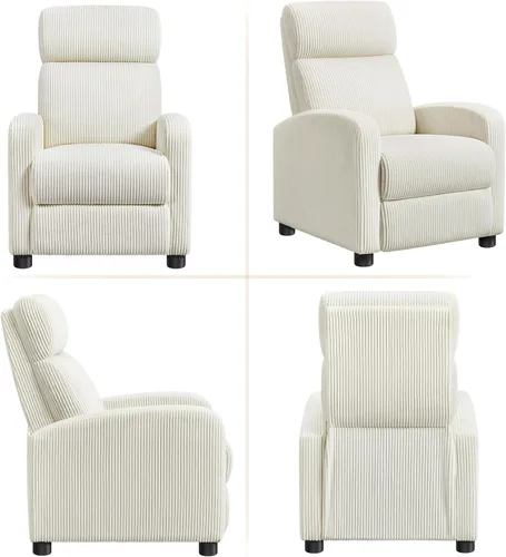 Vista 8 de Yaheetech Silla reclinable de pana para sofá individual, asiento de cine en casa, silla reclinable moderna ajustable para sala de estar, dormitorio