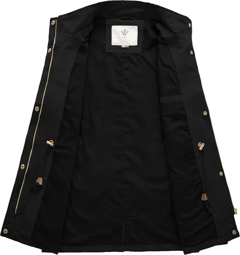 Vista 3 de WenVen Chaqueta militar casual para mujer, de algodón, cuello alto, abrigo anorak