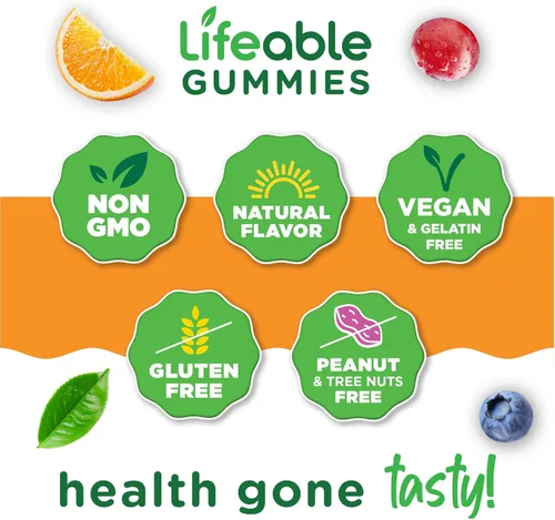 Vista 4 de Lifeable Gomitas de melena de león para adultos Extracto de hongo de melena de león de gran sabor Gomitas veganas, kosher, sin OMG Suplemento