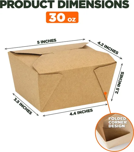 Vista 3 de Fit Meal Prep Paquete de 50 recipientes de papel de 30 onzas para alimentos para llevar, cajas para llevar alimentos, aptos para microondas y a