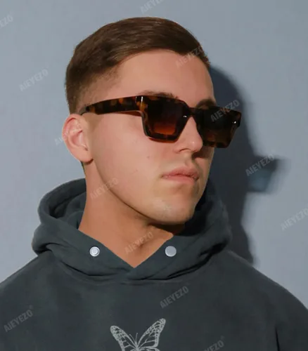 Vista 179 de AIEYEZO Gafas de sol cuadradas para mujeres y hombres, gafas de sol cuadradas con montura gruesa, estilo de diseñador simple