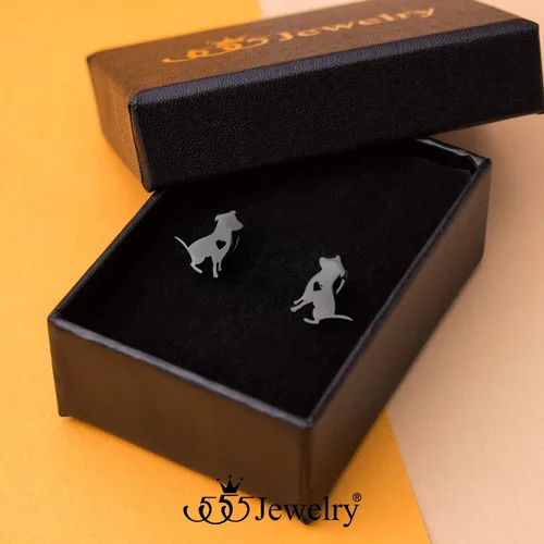 Vista 3 de 555Jewelry Aretes pequeños de acero inoxidable para perros pequeños y pequeños para mujeres y niñas