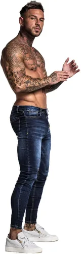Vista 7 de Jeans Gingtto ajustados desgastados para hombre