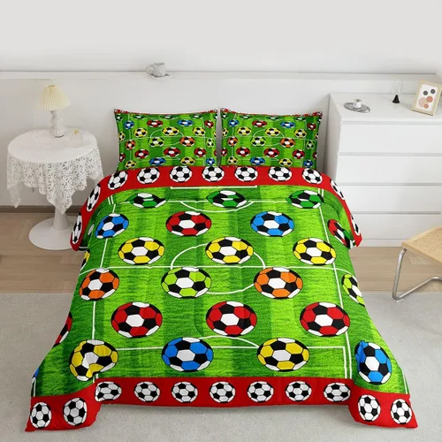 Vista 12 de Feelyou Juego de edredón de baloncesto para niñas y niños, juego de ropa de cama con juegos de pelota, decoración de habitación, regalo para amantes