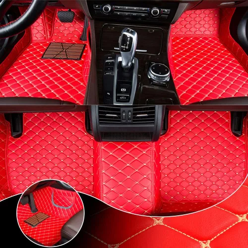 Vista 6 de Alfombrillas personalizadas para Toyota 4Runner 1988-2023, de cuero de lujo, impermeables, antideslizantes, cobertura completa, revestimientos Beige