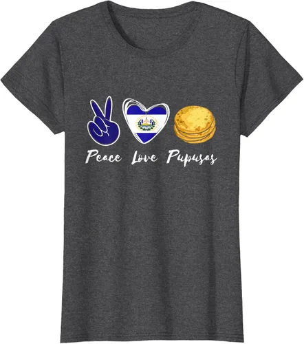 Vista 6 de Pupusas Lover Love Peace El Salvadaor Camiseta Comida Salvadoreña