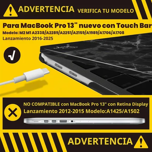 Vista 3 de IBENZER Compatible con MacBook Pro 13 pulgadas 2025 2024 M2 Funda 2025-2016 M1 A2338 A2289 A2251 A2159 A1989 A1706 A1708, carcasa rígida y cubierta
