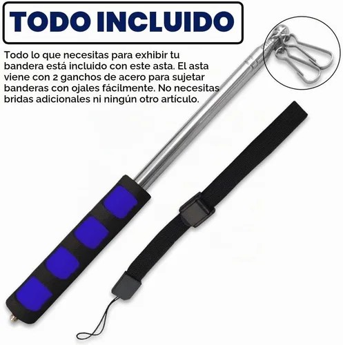Vista 5 de Poste de mano retráctil extensible compacto (azul) - 11 pulgadas perfecto para mochilas, llevar a eventos, desfiles, excursiones, fiestas, etc
