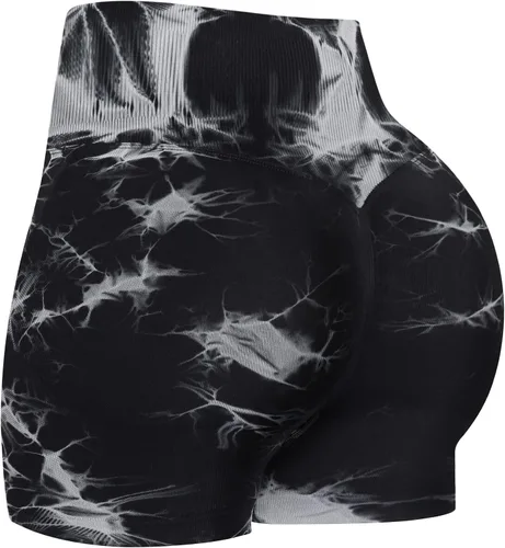 Vista 15 de ATHVOTAR Pantalones cortos de gimnasio para entrenamiento para mujeres, cintura alta sin costuras que levantan y fruncen los glúteos, pantalones