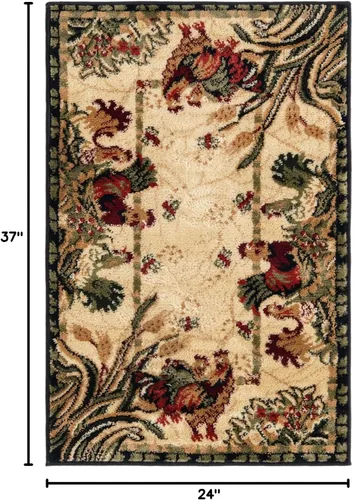 Vista 2 de Unique Loom Barnyard Collection - Alfombra de área de granja (2 pies x 3 pies 1 pulgada, rectangular, crema/negro)