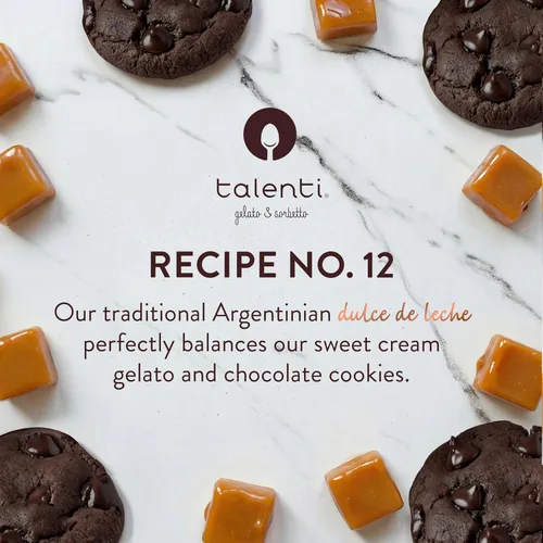 Vista 7 de Talenti Gelato para un delicioso postre congelado Caramelo Cookie Crunch hecho con ingredientes 1 pinta