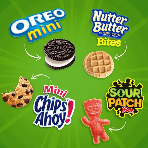 Vista 4 de OREO Mini galletas, Chips AHOY! Mini galletas, SOUR PATCH KIDS Candy & Nutter Butter Bites & Candy Bites & Candy Variety Pack, 32 paquetes