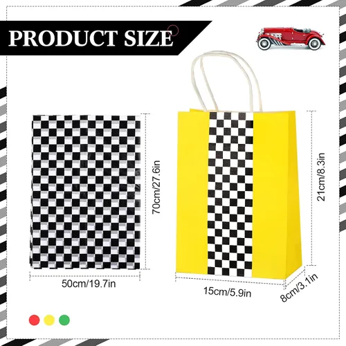 Vista 2 de Glenmal Paquete de 16 bolsas de regalo para autos de carreras con papel de seda a granel de 8.3 x 5.9 x 3.1 pulgadas, bolsas de recuerdo de fiesta