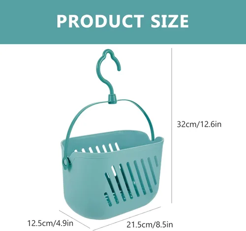 Vista 3 de STOBAZA Cesta de ducha colgante de plástico con gancho para baño, salud, cosméticos, spa, azul