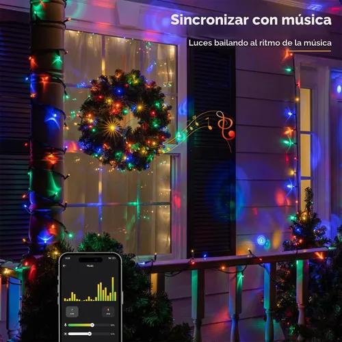 Vista 6 de Brizled - Tira de luces inteligentes para Navidad, 20 metros / 66 pies, 200 luces LED que cambian de color, control por aplicación y voz, luces