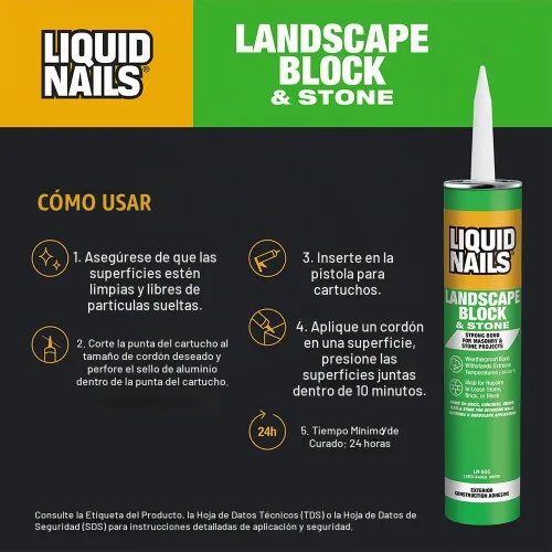 Vista 4 de Liquid Nails LN-905, Landscape, adhesivo, 10 onzas