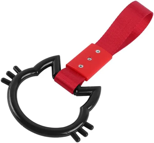 Vista 7 de Q1-TECH, Anillo JDM Tsurikawa japonés para metro, tren, autobús, correa de mano KITTY Cat para parachoques delantero y trasero, anillos