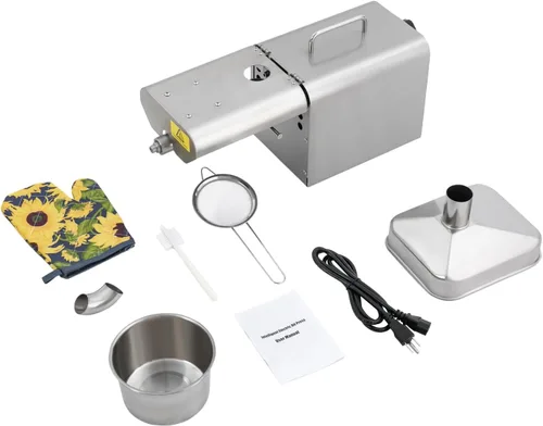 Vista 4 de Máquina automática de prensa de aceite eléctrica, extractor de prensa de aceite de 750 W, expulsor de aceite orgánico para maní, sésamo, coco, soja
