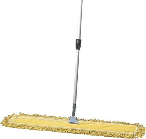 Vista 16 de Trapeador de polvo comercial azul de 24 pulgadas y barredora de piso con mango extensible, mopa para limpieza de suelos de madera, azulejos