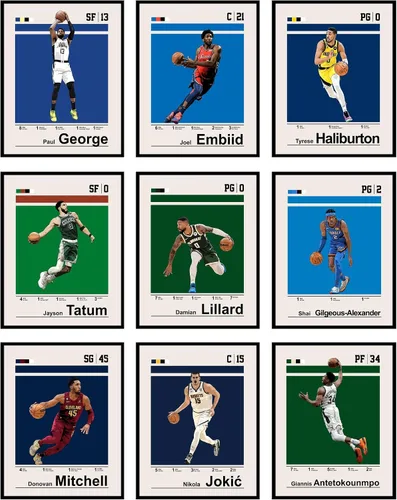Vista 14 de Bigwig Prints Pósteres de baloncesto para dormitorio de niños, decoración de sala de baloncesto, carteles de la NBA, Steph Curry, arte de pared