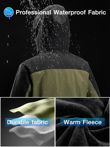 Vista 7 de CAMEL CROWN Chaqueta de Esquí de Invierno para Hombre Abrigos de Nieve de Montaña Impermeable Capucha Desmontable Resistente al Viento Chaquetas