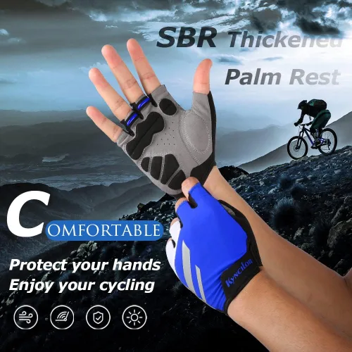 Vista 6 de KynciLOR Guantes de ciclismo acolchados sin dedos con protección UV, guantes de MTB y bicicleta de carretera para hombres y mujeres para correr