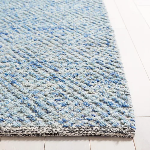 Vista 2 de SAFAVIEH Colección Natura - Alfombra decorativa de 2 x 3 pies, azul, lana hecha a mano, ideal para áreas de alto tráfico en entrada, sala de estar