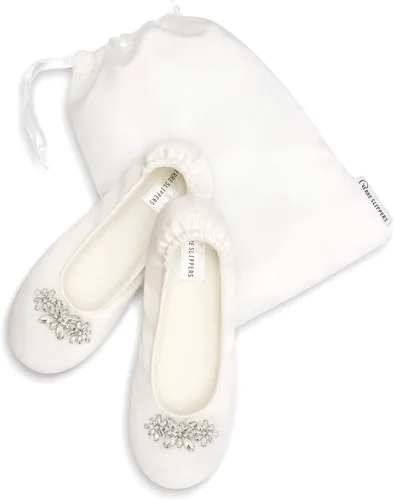 Vista 5 de Pantuflas de satén de novia para mujer, zapatos de baile cómodos para novia