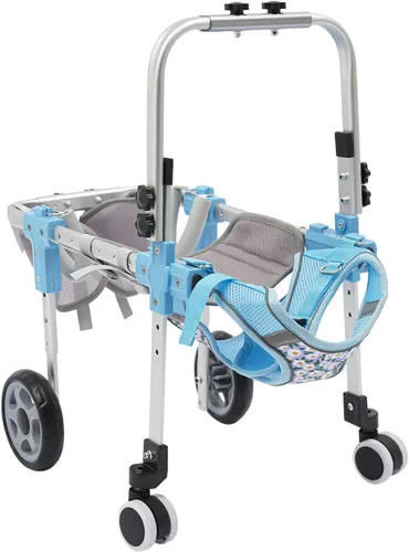 Vista 4 de DYNAMI Silla de ruedas ajustable para perros para patas traseras, silla de ruedas para perro con marco de aluminio y correas transpirables, soporte