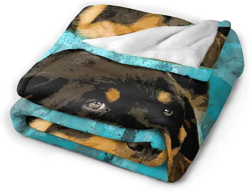 Vista 2 de HAZIMCS Manta de franela de felpa de vellón, bonito diseño de animales perezosos de granja y cachorros Rottweiler para sillón reclinable