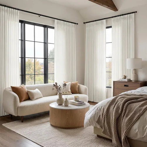 Vista 3 de Cortinas plisadas de lino semitransparentes de 96 pulgadas, filtrado de luz Natural