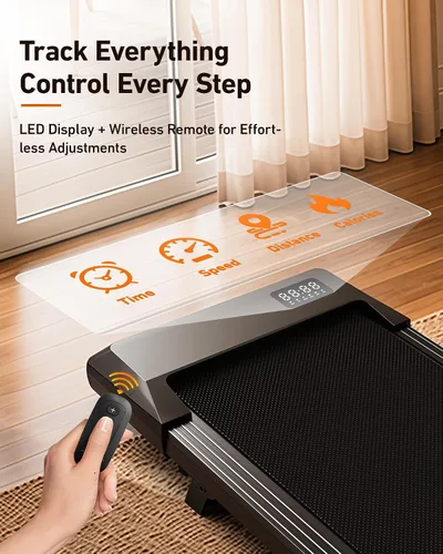 Vista 6 de Superun Walking Pad with 6% Incline, 2.5HP Treadmill, 300 lbs Dorado