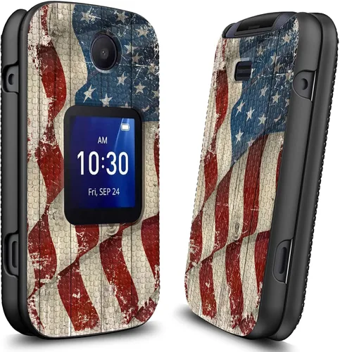 Vista 7 de Funda para Alcatel Go Flip 4 / TCL Flip Pro / TCL Flip Pro con protector de pantalla de vidrio templado, cubierta de PC antideslizante a prueba