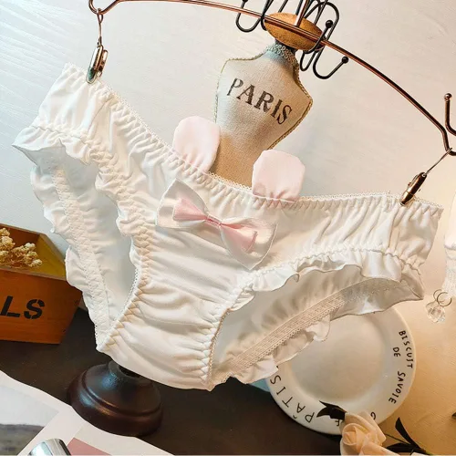Vista 3 de Bragas de bikini para mujer, lencería japonesa, paquete de 2 unidades, ropa interior Kawaii Cosplay